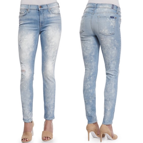 7 For All Mankind Denim - 7 FAM The Skinny Bleached & Destroyed Denim Jeans